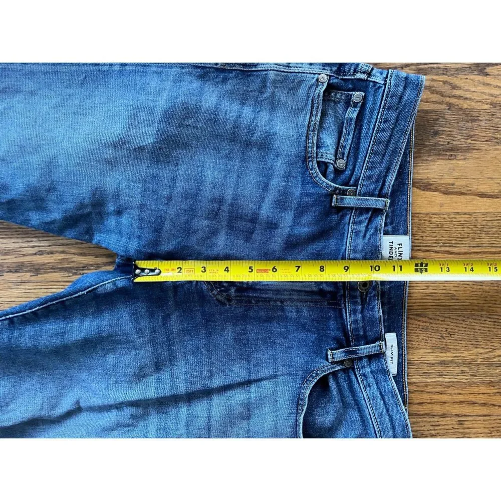 FLINT & TINDER Blue Slim Fit Denim Pants Jeans Trousers   Mens Size 32